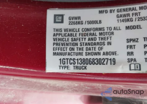 2006 GMC Canyon Sle1 z USA, uszkodzony, nr VIN 1GTCS138068302719